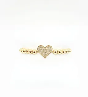 CZ Heart Beaded Stretch Bracelet