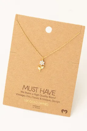 Dainty Colorful Single Flower Necklace in Gold (Assorted)