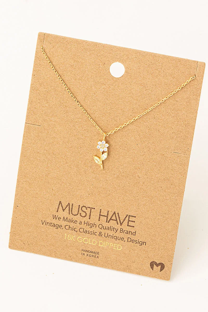 Dainty Colorful Single Flower Necklace in Gold (Assorted)