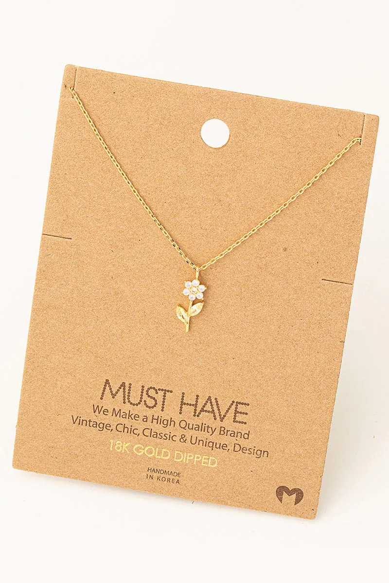 Dainty Colorful Single Flower Necklace in Gold (Assorted)