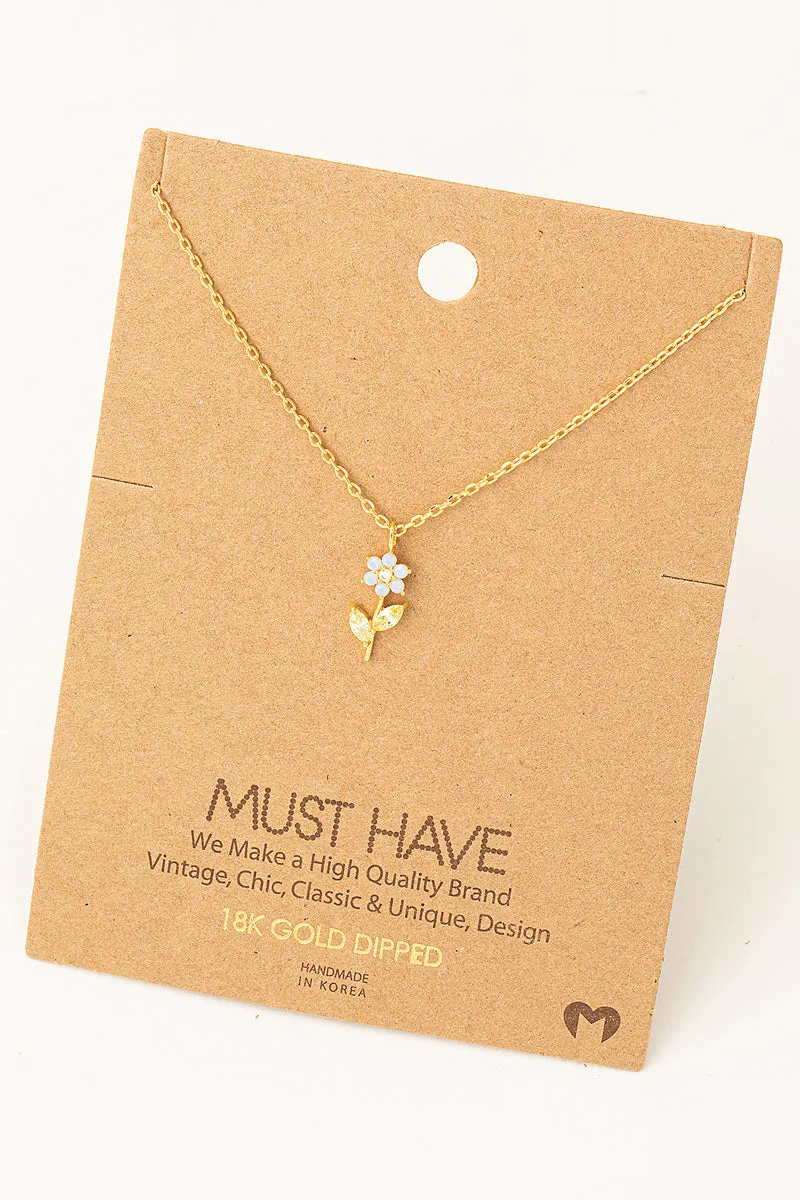 Dainty Colorful Single Flower Necklace in Gold (Assorted)