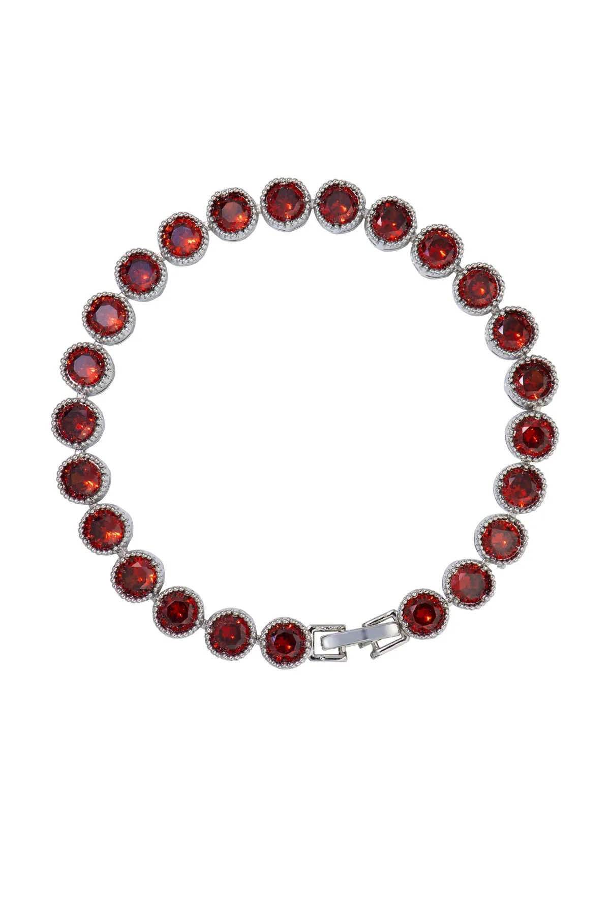 Danna Silver Garnet Tennis Bracelet