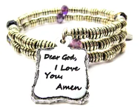 Dear God, I Love You, Amen Curly Coil Wrap Style Bangle Bracelet