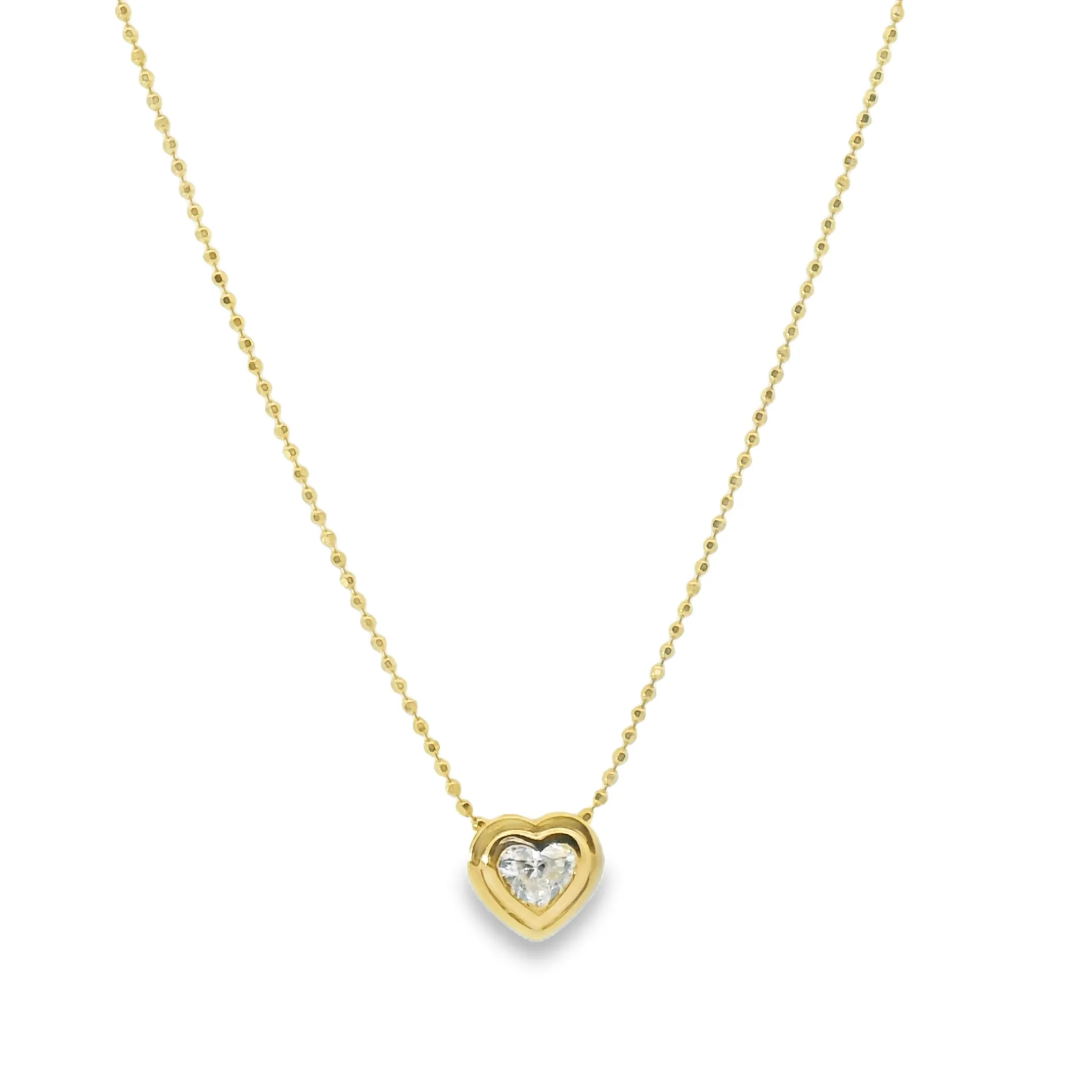 Deco Heart Diamond Ball Chain Necklace