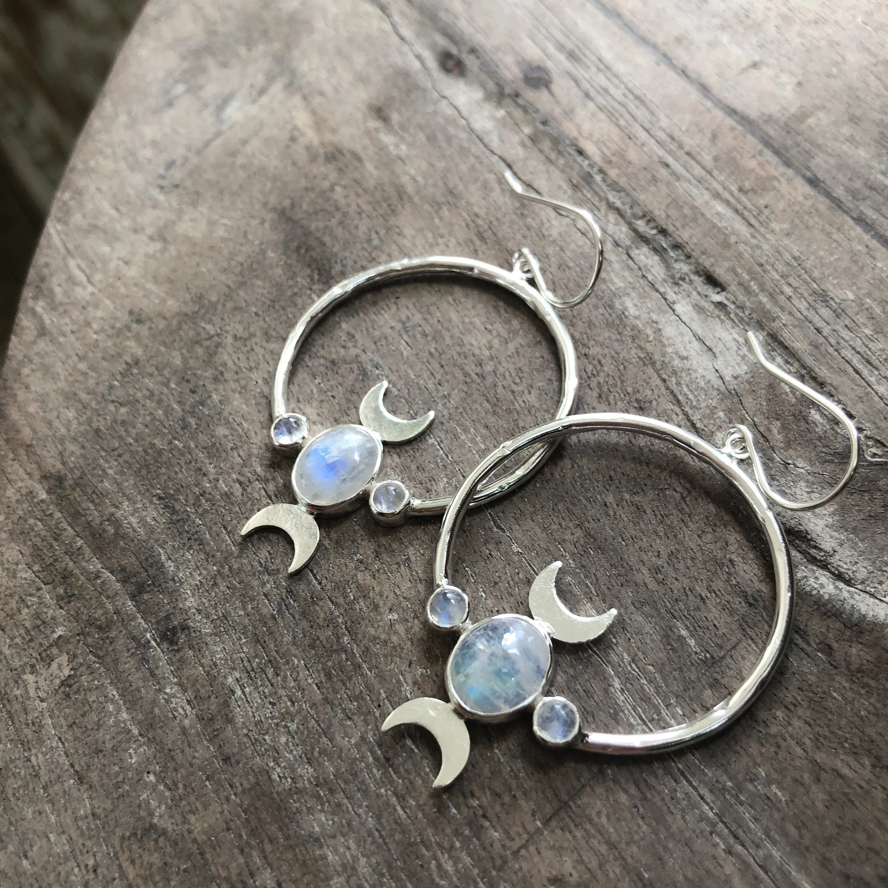 Desert Sterling Silver Rainbow Moonstone Earrings