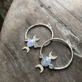 Desert Sterling Silver Rainbow Moonstone Earrings