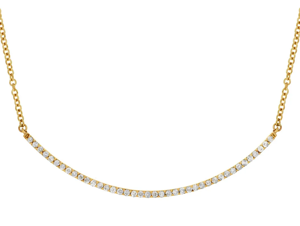 Diamond Accented Curved Bar Design Necklace