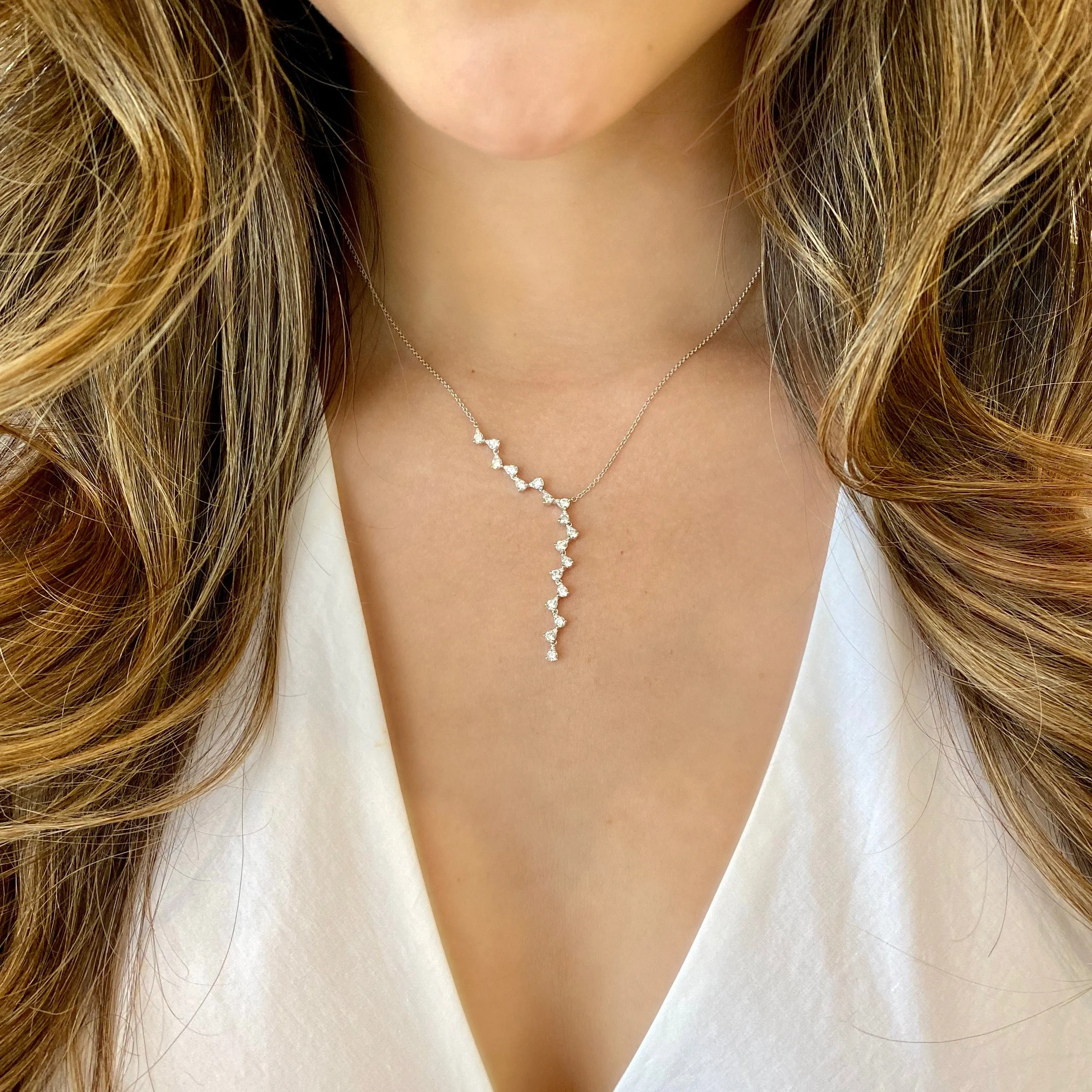 Diamond Asymmetric Lariat Necklace