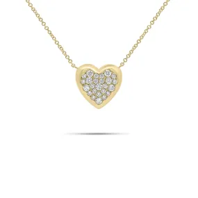 Diamond Puffed Heart Pendant Necklace