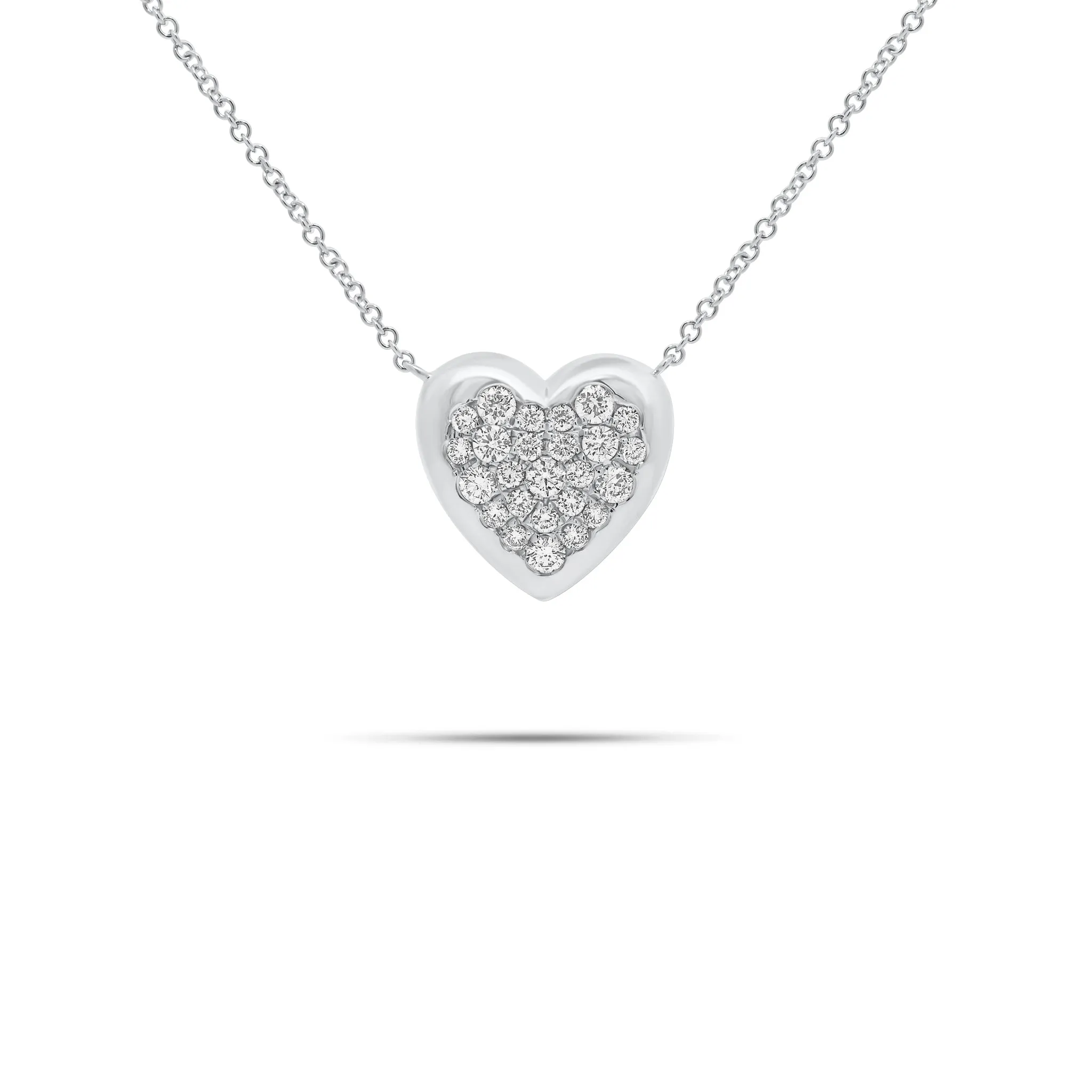 Diamond Puffed Heart Pendant Necklace