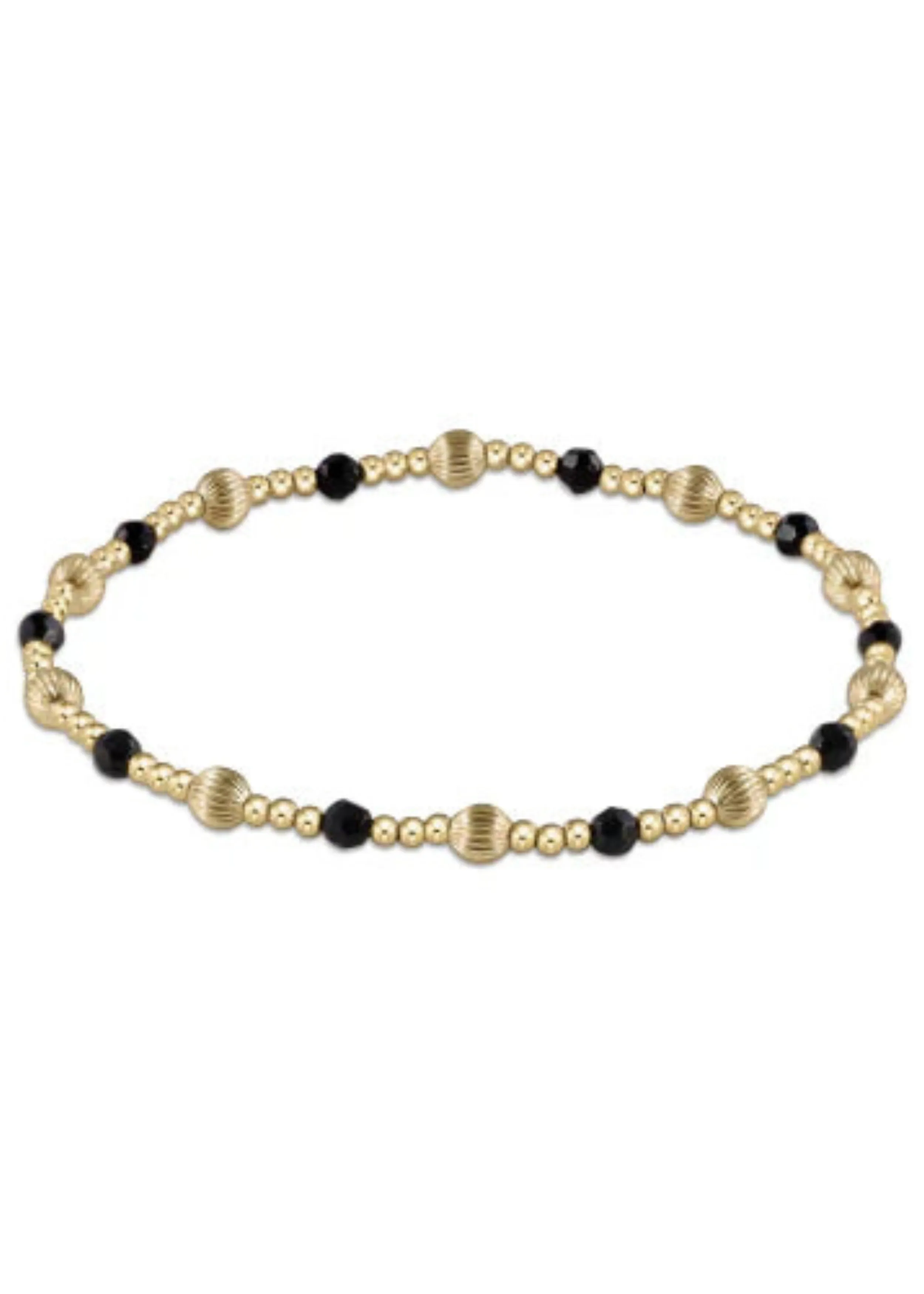 Dignity Sincerity Pattern 4mm Bead Bracelet - Faceted Onyx