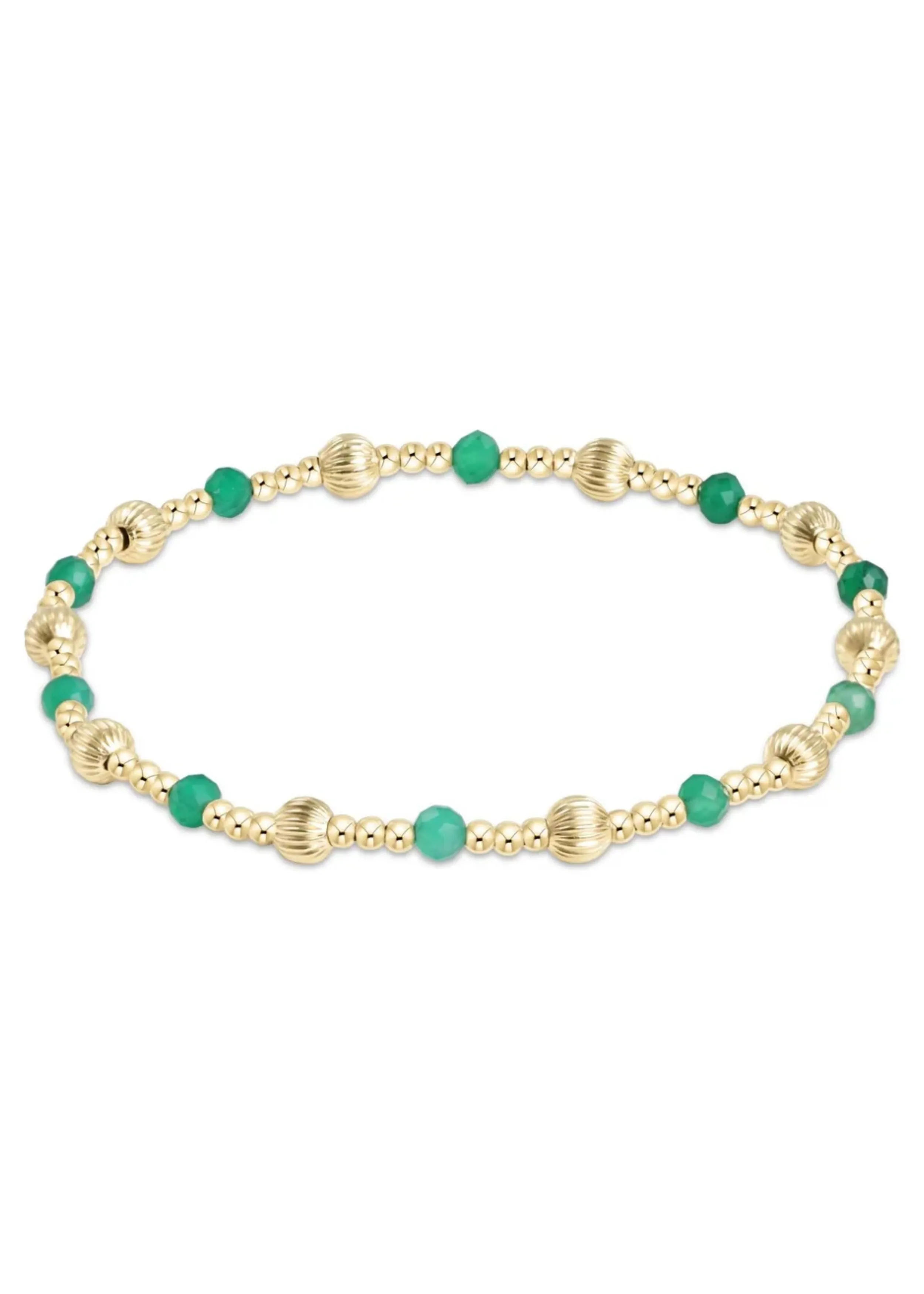 Dignity Sincerity Pattern 4mm Bead Bracelet - Green Onyx