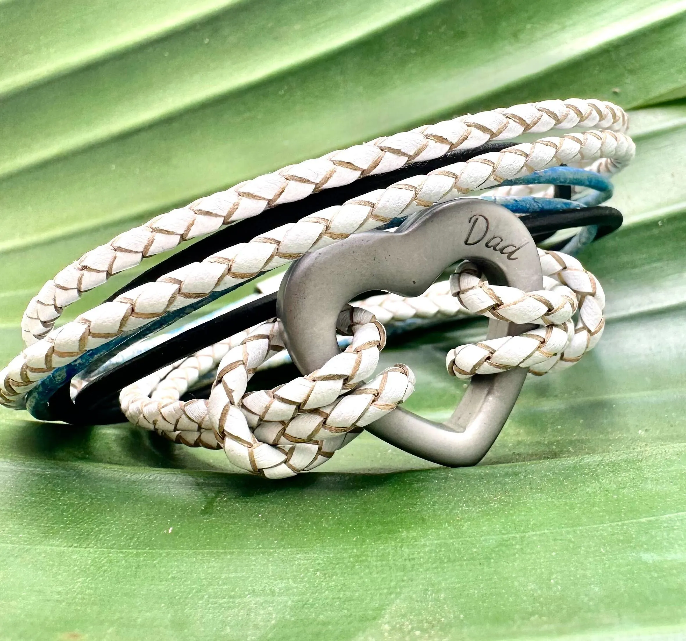 Double Wrap Leather Ashes Bracelet with Engraved Urn