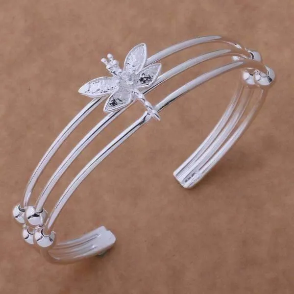Dragonfly Cuff  Silver Bracelet for Woman