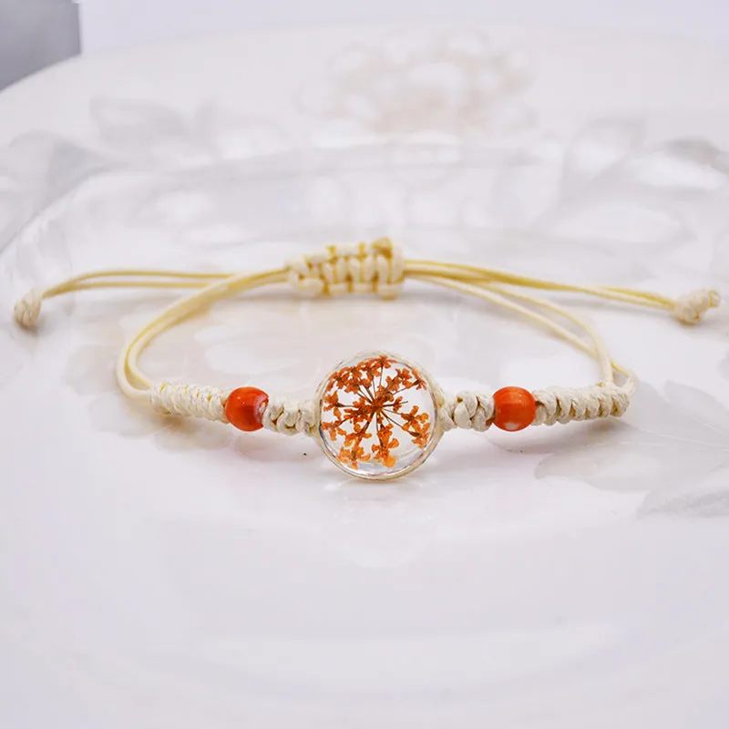 Dried Petal Braided Rope Bracelet Female Stretch Japanese and Korean Girlfriends Carrying Strap Children