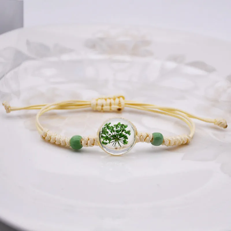 Dried Petal Braided Rope Bracelet Female Stretch Japanese and Korean Girlfriends Carrying Strap Children