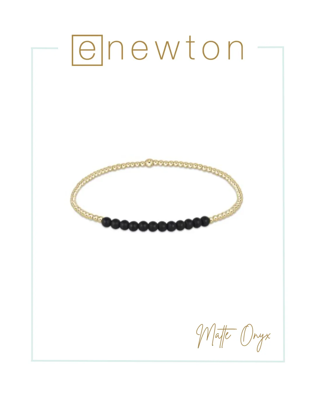 E Newton Gold Bliss 2mm Bead Bracelet - Matte Onyx