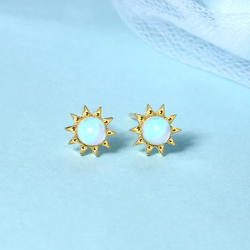 Earrings S925 Sterling Silver Moonstone Stud Earrings