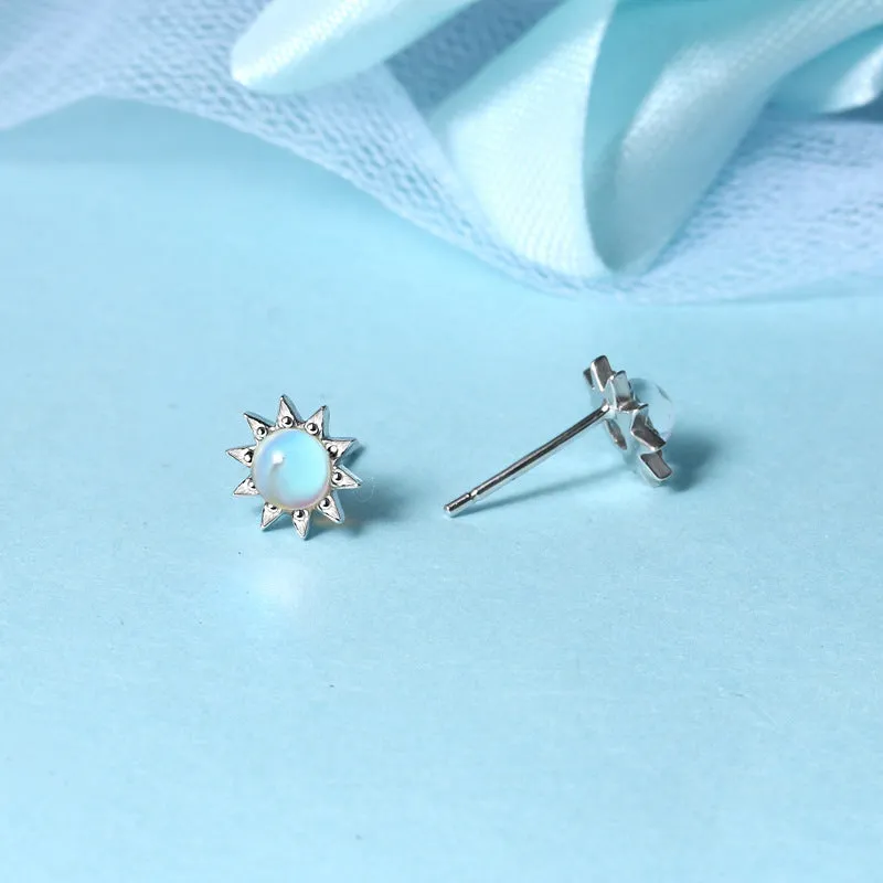 Earrings S925 Sterling Silver Moonstone Stud Earrings