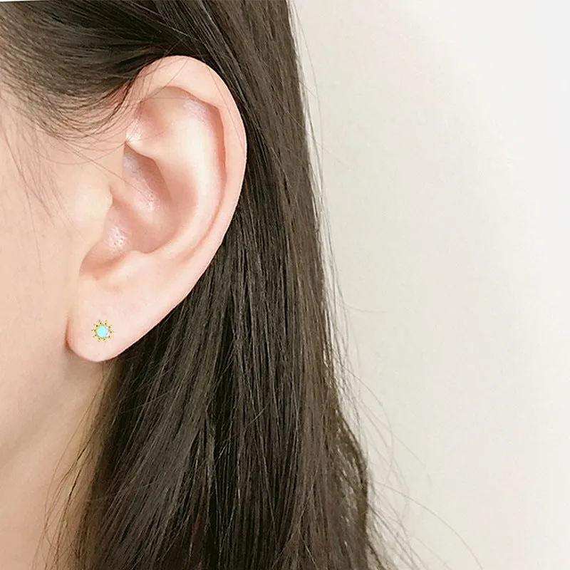 Earrings S925 Sterling Silver Moonstone Stud Earrings