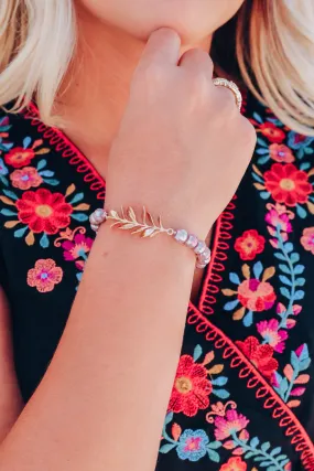 Eden Leaf Beaded Bracelet - Purple