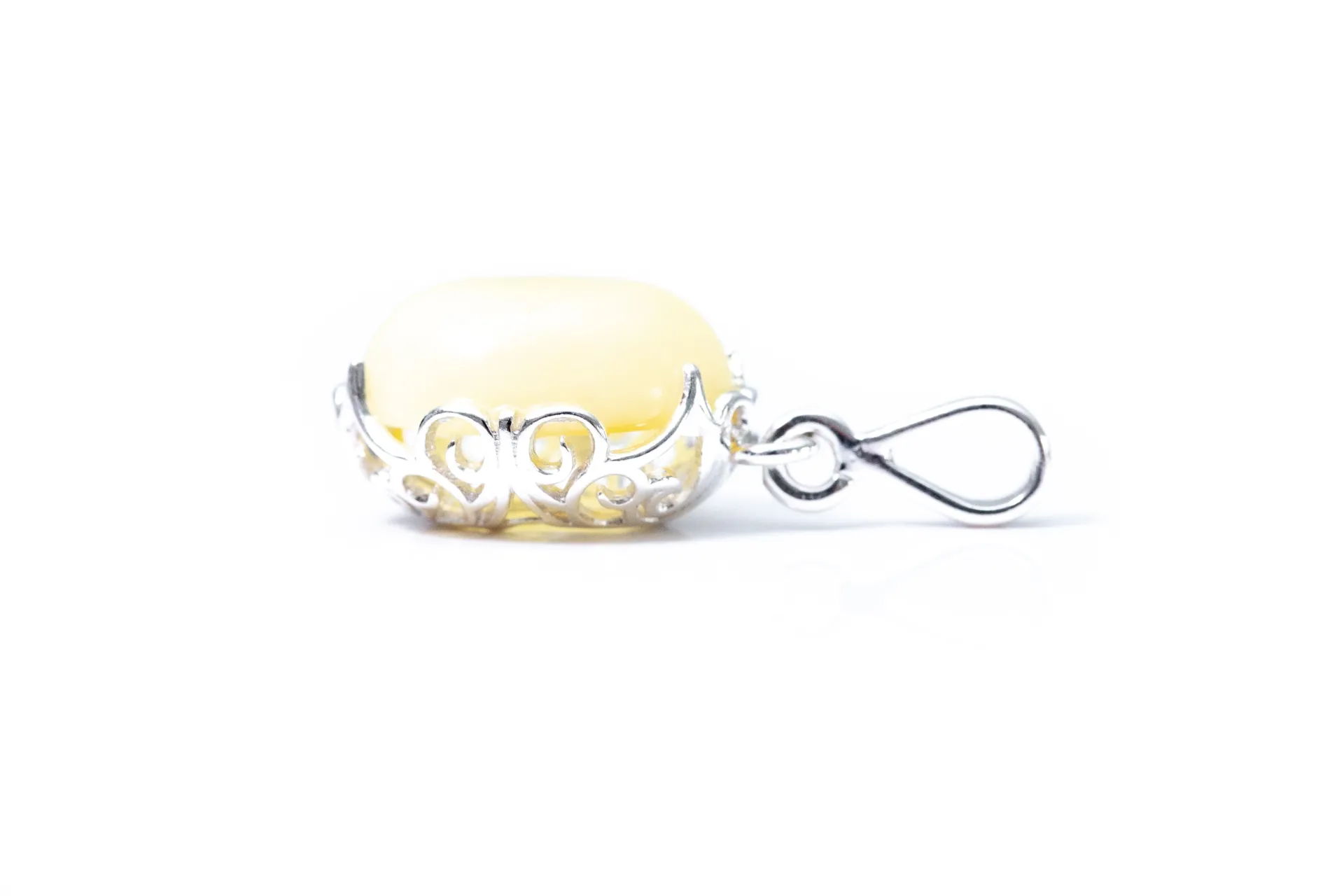 Elegant Butterscotch Demi Amber Drop Pendant - Premium Baltic Amber Jewelry with Sterling Silver