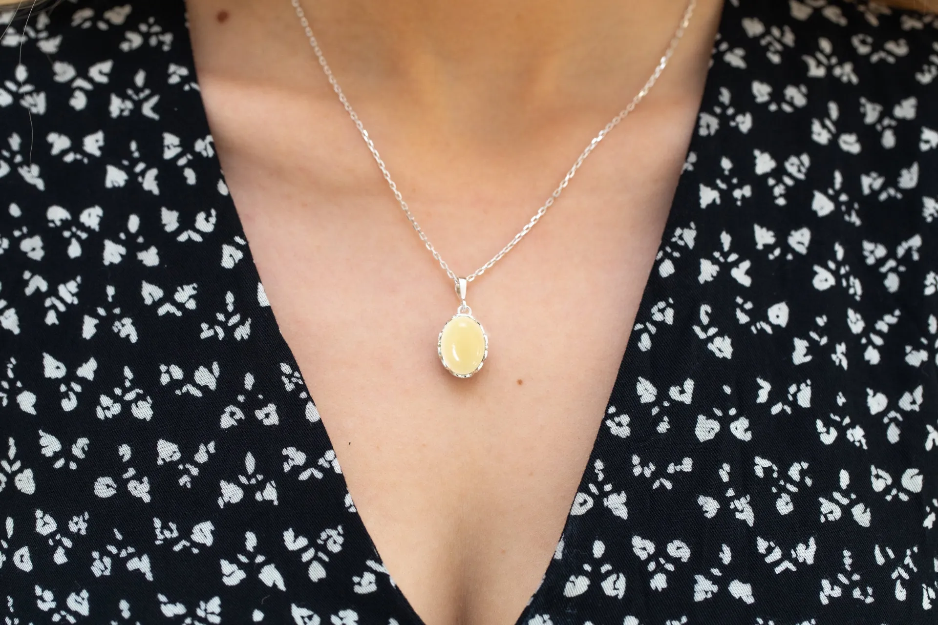 Elegant Butterscotch Demi Amber Drop Pendant - Premium Baltic Amber Jewelry with Sterling Silver