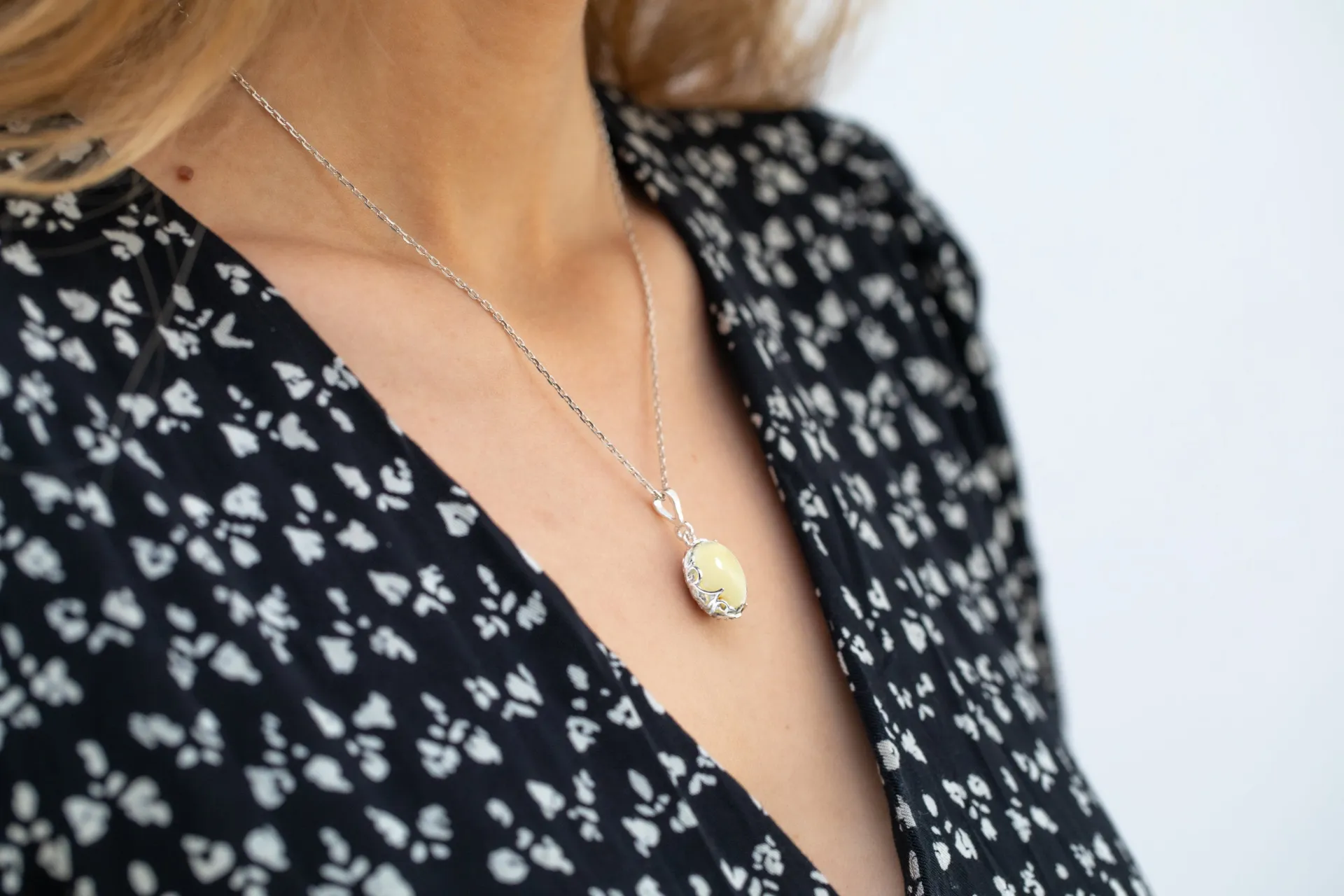 Elegant Butterscotch Demi Amber Drop Pendant - Premium Baltic Amber Jewelry with Sterling Silver