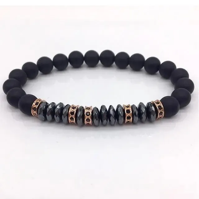 Elegant Hematite & Tiger's Eye Crystal Paved Bracelet