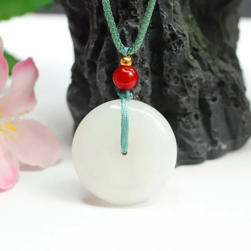 Elegant Hotan White Jade Pendant with Sterling Silver Safe Buckle - Fortune's Favor Collection