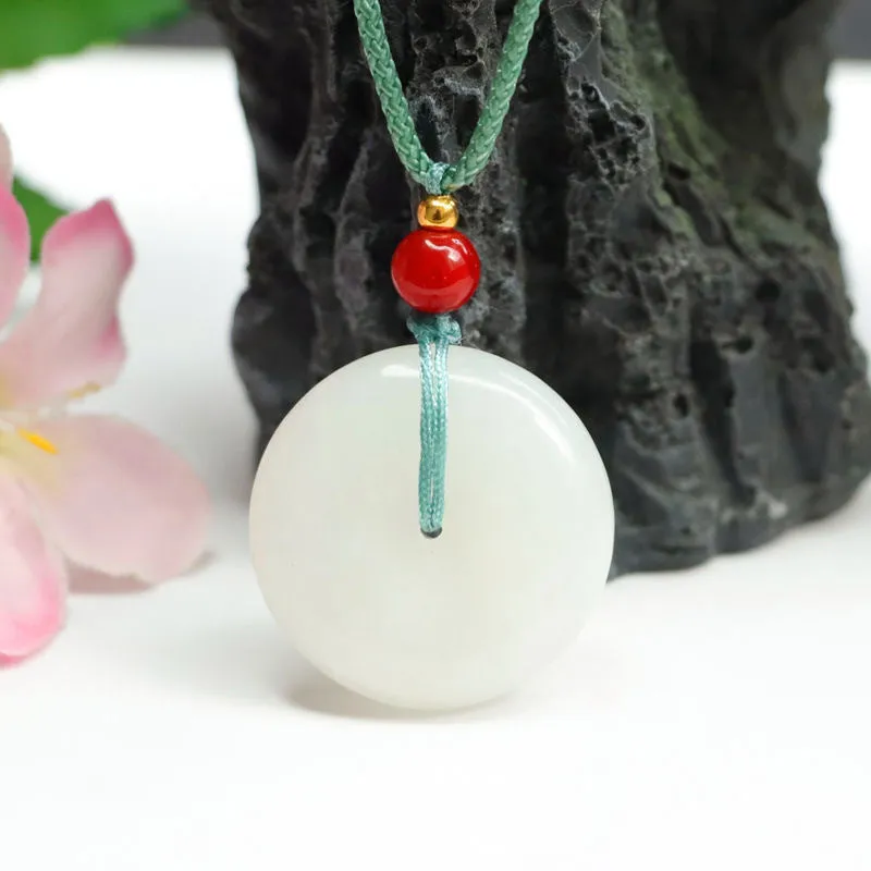 Elegant Hotan White Jade Pendant with Sterling Silver Safe Buckle - Fortune's Favor Collection