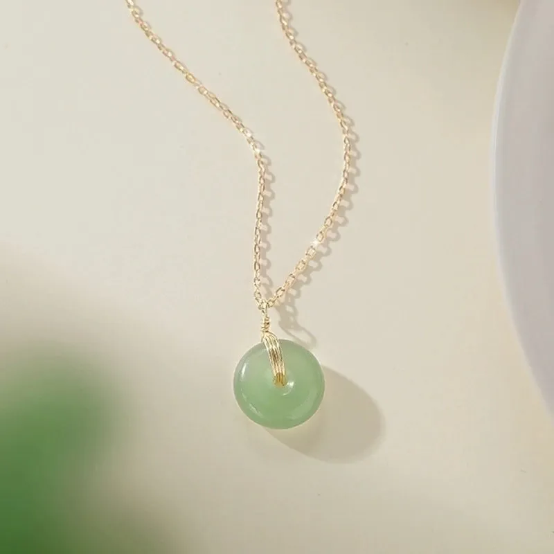 Elegant Round Stainless Steel 18k Gold Plated Jade Wholesale Necklace