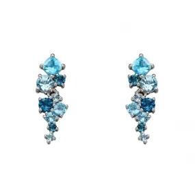 Elements Gold White Gold Blue Topaz Irregular Earrings GE2225T