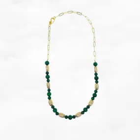 Elf Forest Wood Pattern Jade Necklace Gold