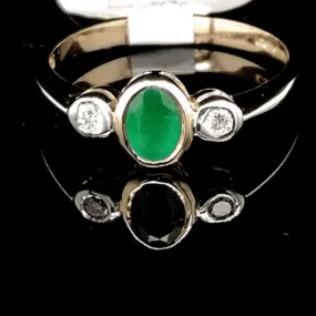 Emerald & Diamond 9ct Gold Ring