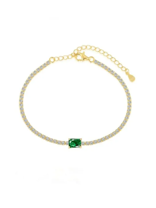 Emerald Green Tennis Bracelet, Zircon 925 Sterling Silver Luxury Fashion Tennis Bracelet