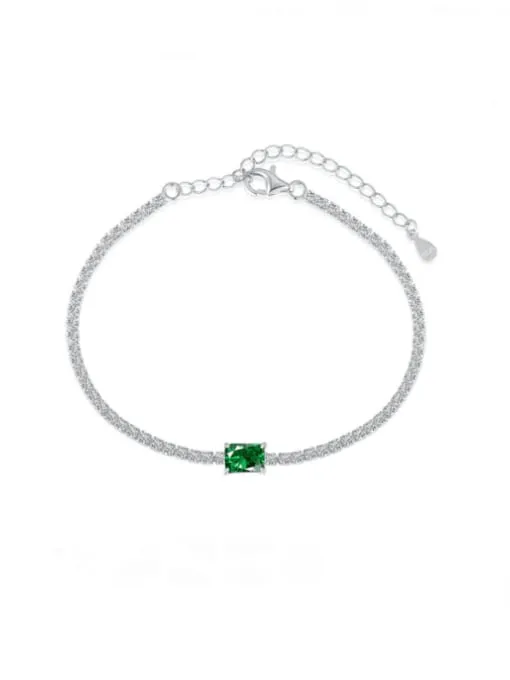 Emerald Green Tennis Bracelet, Zircon 925 Sterling Silver Luxury Fashion Tennis Bracelet