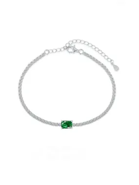 Emerald Green Tennis Bracelet, Zircon 925 Sterling Silver Luxury Fashion Tennis Bracelet