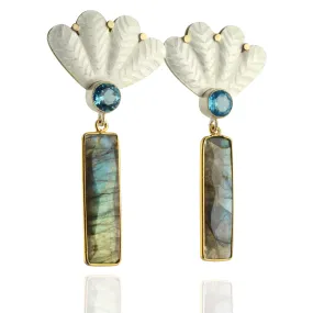 Enamel Fan Labradorite Earrings