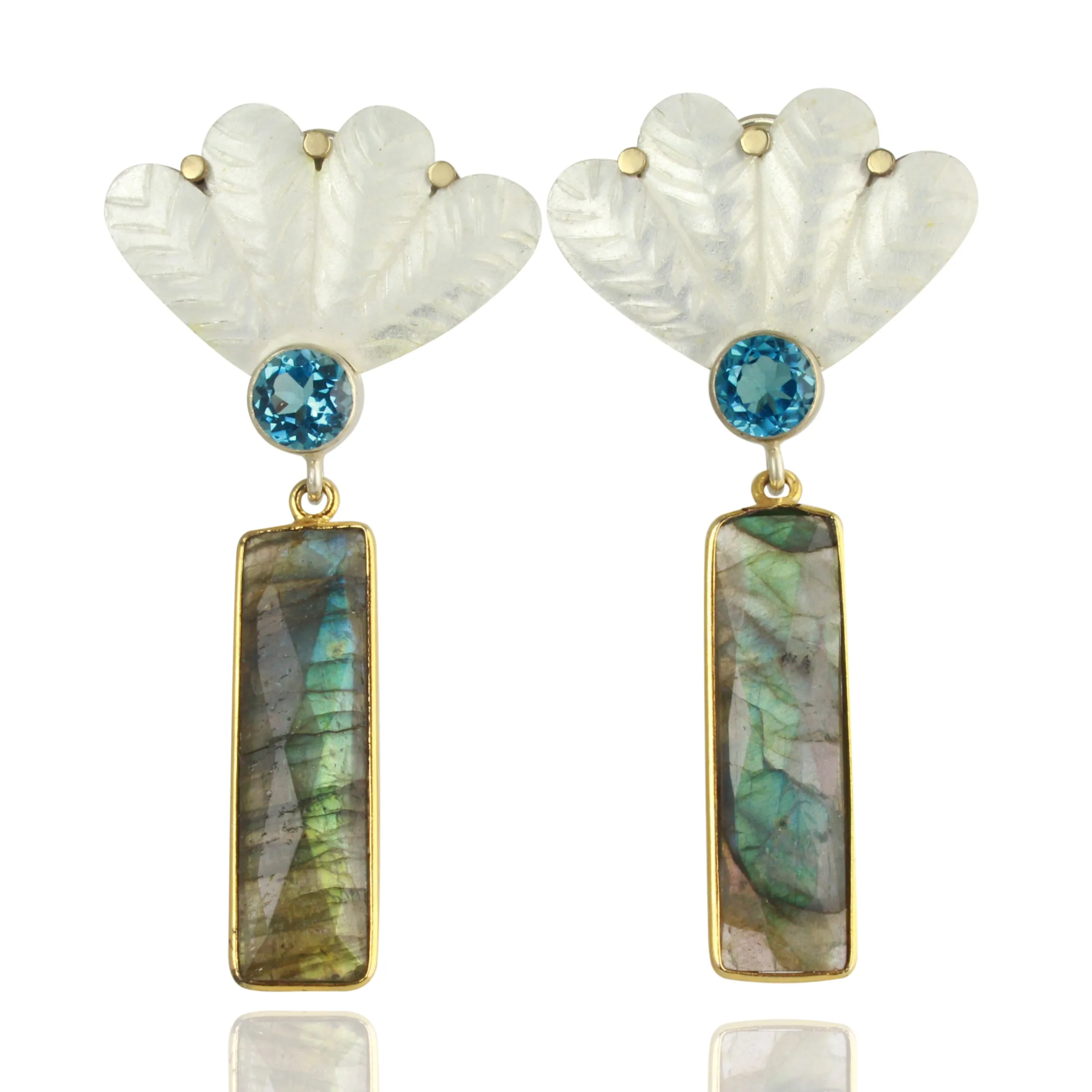 Enamel Fan Labradorite Earrings