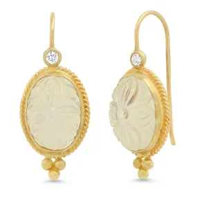 Etruscan Moonstone 18K Gold Earrings