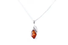 Fancy Top Amber & Silver Pendant