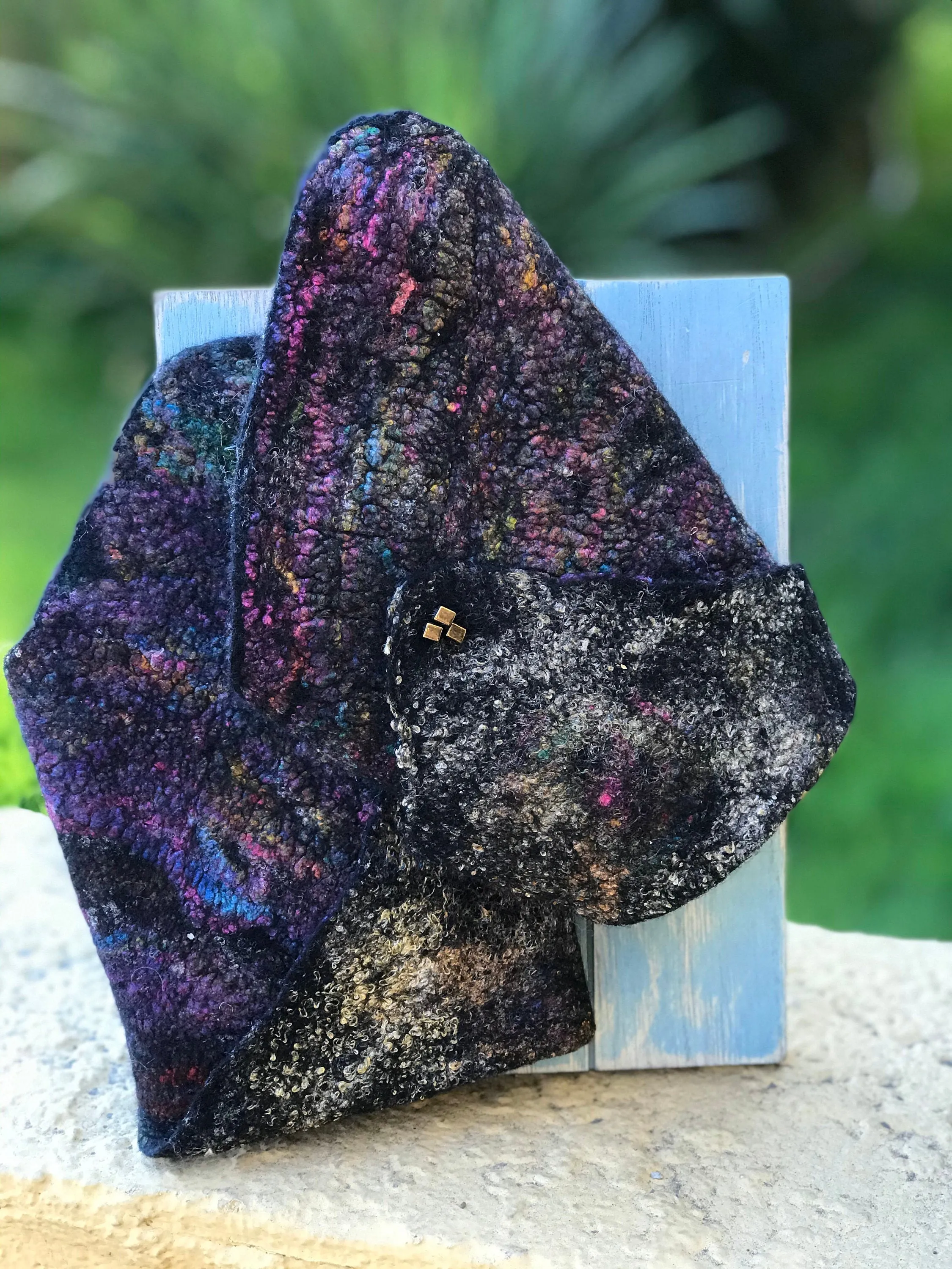 Felted Bracelet, Felted Wool Cuff in Black Color