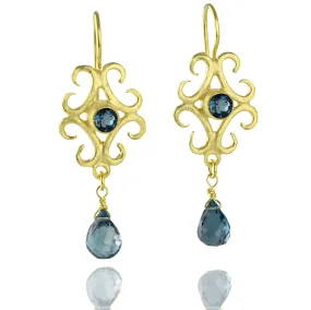 Filagree Earrings with London Blue Topaz