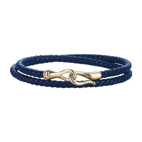 Fish Hook Wrap Leather Bracelet in Silver