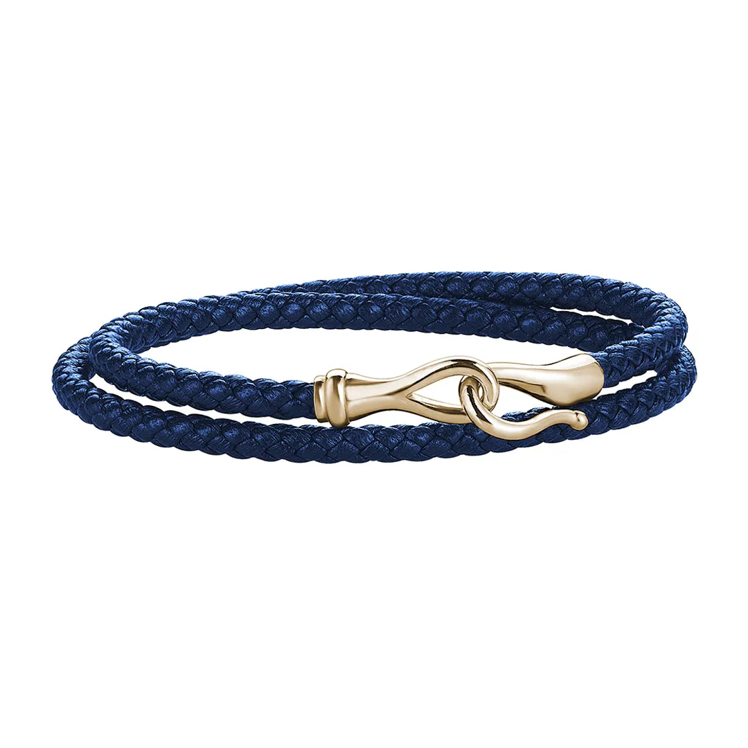 Fish Hook Wrap Leather Bracelet in Silver