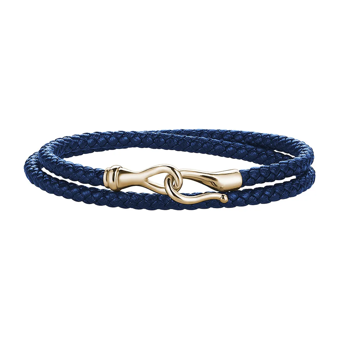 Fish Hook Wrap Leather Bracelet in Silver