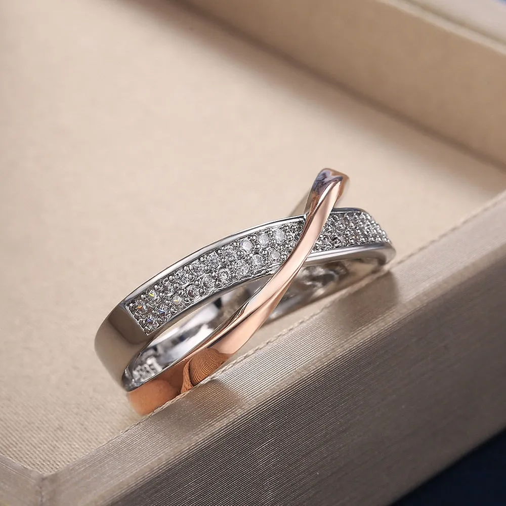 Funki Buys | Rings | Two Tone X Cross Ring for Women