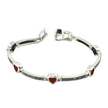 Garnet & Marcasite Gemstone Silver Bracelet