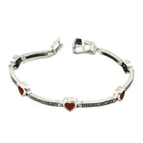 Garnet & Marcasite Gemstone Silver Bracelet